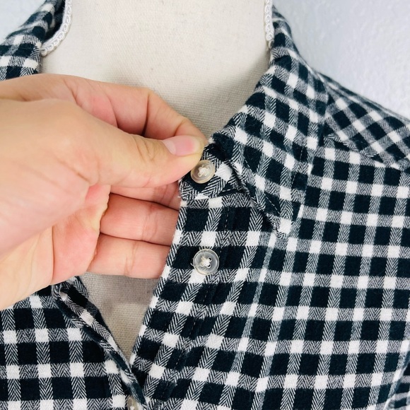 Paige Black & White Buffalo Checkered Plaid Long Sleeve Button Down sweater Tee - Picture 3 of 6